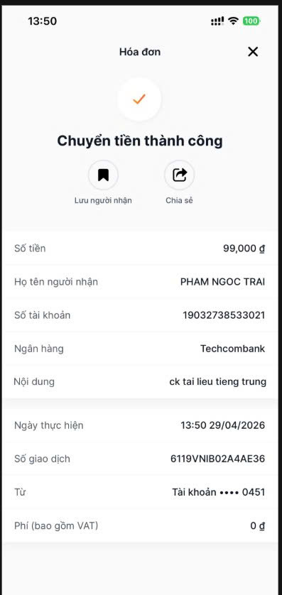 Giao dịch thành công